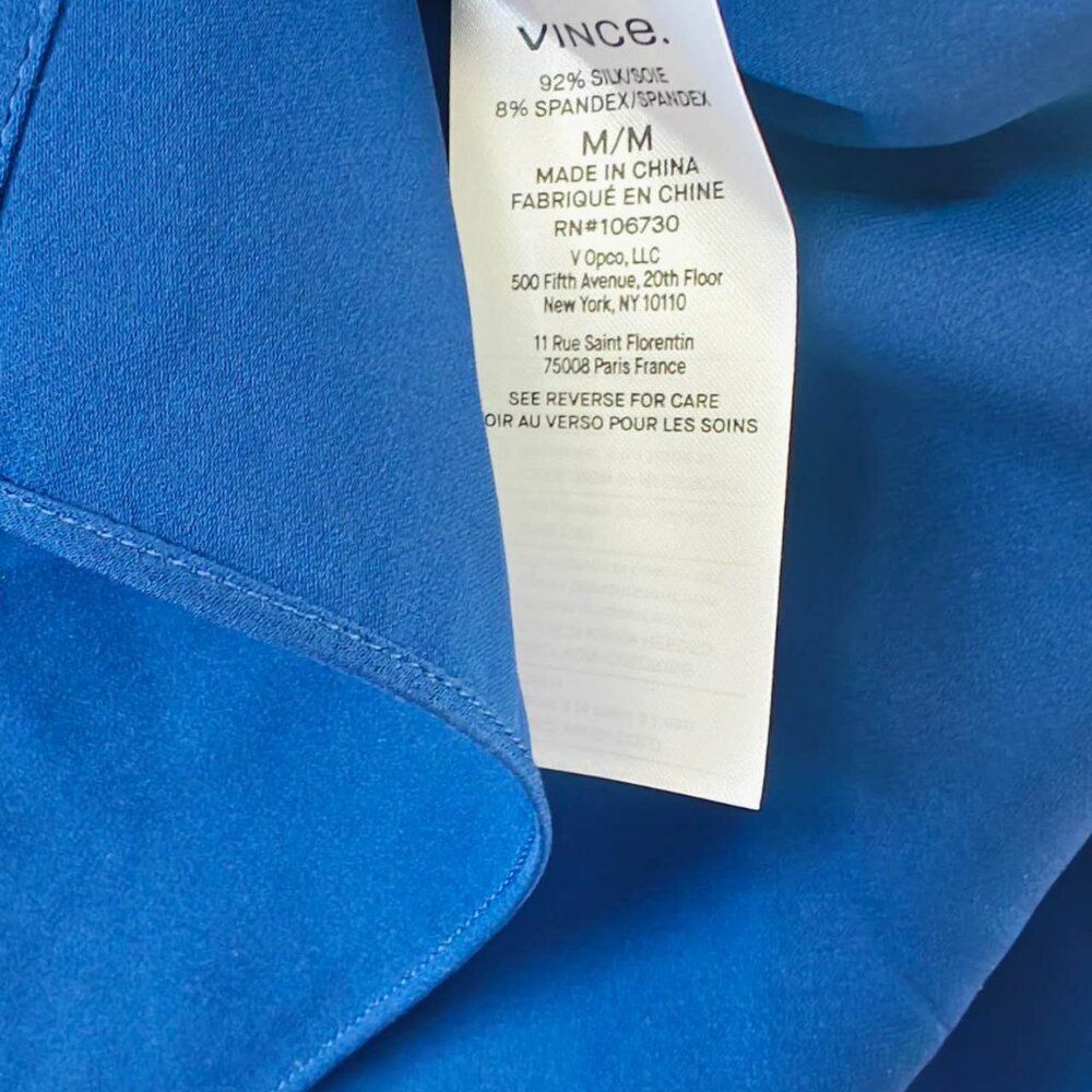 NWT Vince Stretch-Silk Button-Front Blouse in Costal Blue - Picture 7 of 7